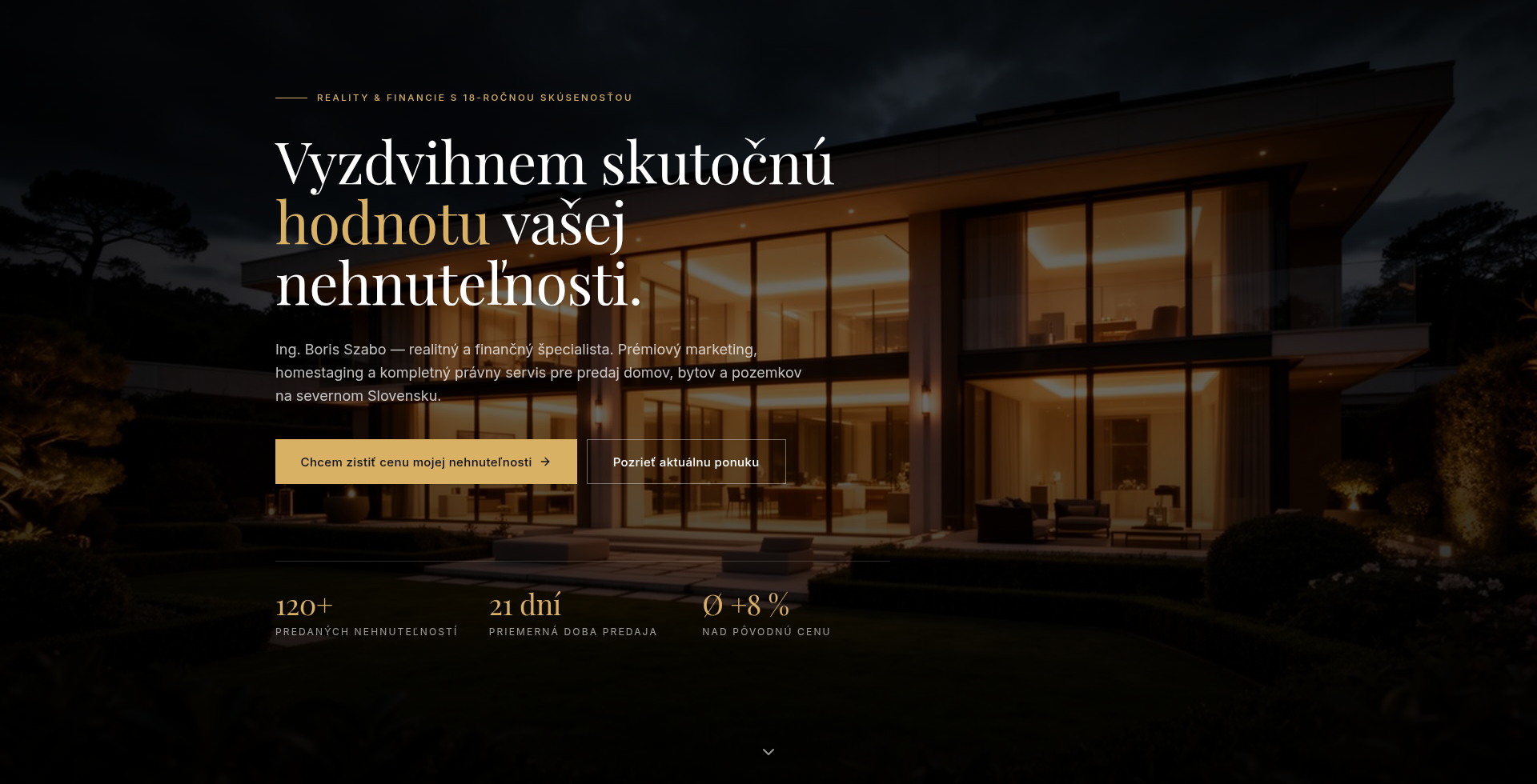Realitný maklér — úvodná obrazovka